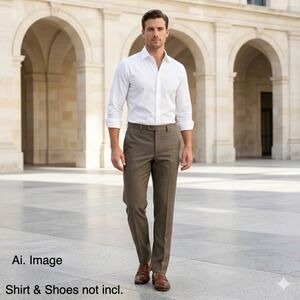 Ralph Lauren Slim Fit Comfort Flex Pants 40x32 Brown Sharkskin Stretch NWT